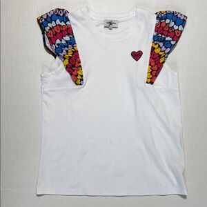 SONIA RYKIEL Enfant Youth Colour-Block Panelled Cotton Ruffle Sleeve‎ Tank SZ 14